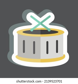 Drums Sticker in trendy isolated on black background