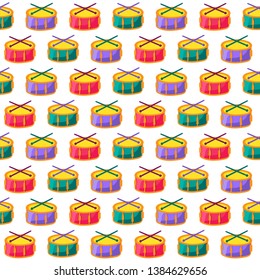 Drums with sticks flat vector seamless pattern
