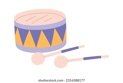 Drums With Sticks Vector Illustration