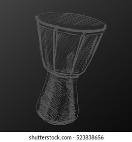 Drums tam tam.Musical instruments. Sketch hand drawn vector illustration. Engraving retro vintage style.