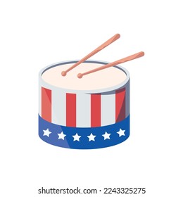 drums with usa flag over white
