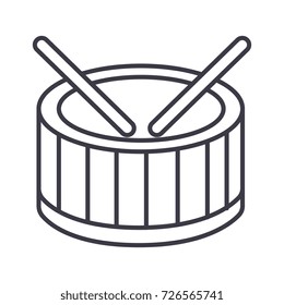 drums vector line icon, sign, illustration on background, editable strokes