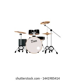 Drumset flat design vector.illustration of drumset.rock drumset vector