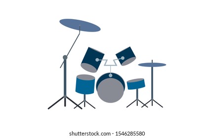Drumset icon. Music and entertainment usage. Vector illustration