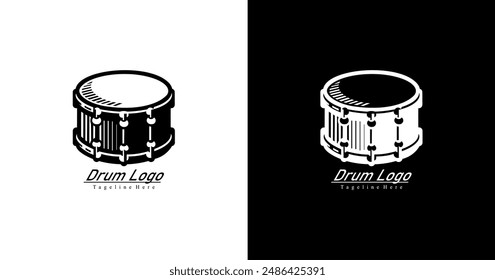 Drum-shaped logo design with minimalist style