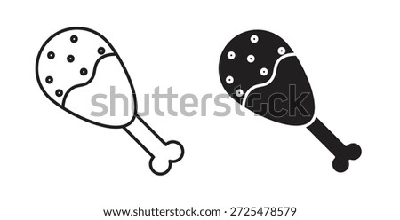 Drumstick bite icon with glyph and line. black vector icons for Web UI