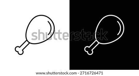 Drumstick bite icons black and white vector, line icon set.