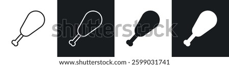 Drumstick bite icons in flat and linear vector illustration on white background.