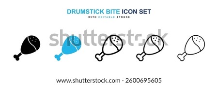 Drumstick bite icons graphics set in black and blue colors