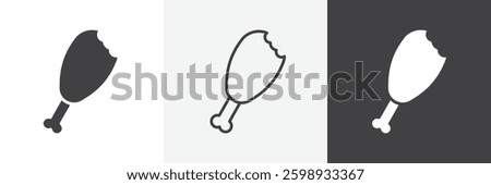 Drumstick bite icons in Thin line black color. flat simple vector symbols illustration.