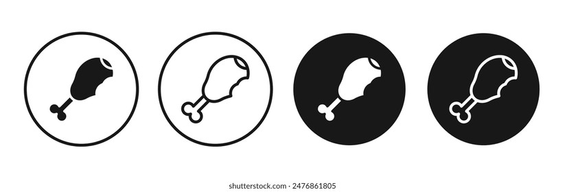 Drumstick bite line vector icon set.