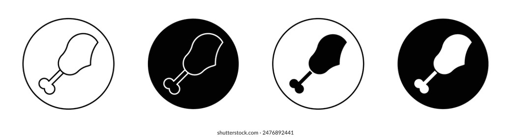 Drumstick bite vector icon symbol in flat style.