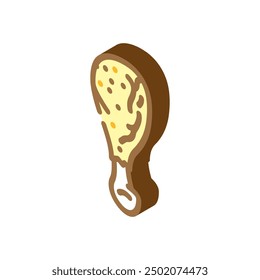 drumstick chicken fried isometric icon vector. drumstick chicken fried sign. isolated symbol illustration