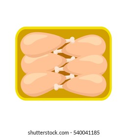 Drumstick chicken or turkey in the package. flat vector illustration isolate on a white background