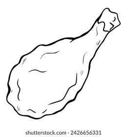 drumstick fried chicken outline illustration hand drawn