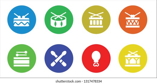 drumstick icon set. 8 filled drumstick icons.  Simple modern icons about  - Drum, Drumsticks, Chicken leg