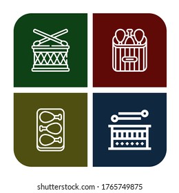 drumstick icon set. Collection of Drum, Chicken leg icons