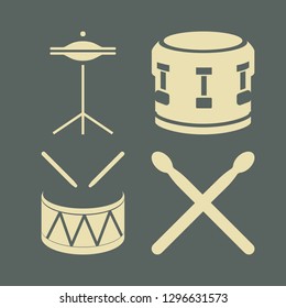 drumstick icon set with cymbals, drum sticks and drum vector illustration