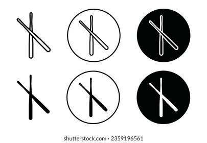 Drumstick icon set. percussion stick vector symbol in black filled and outlined style.