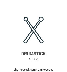 Drumstick outline vector icon. Thin line black drumstick icon, flat vector simple element illustration from editable music concept isolated on white background