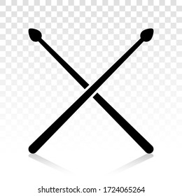 Drumsticks or drum stick flat icon for snare drum percussion with transparent background