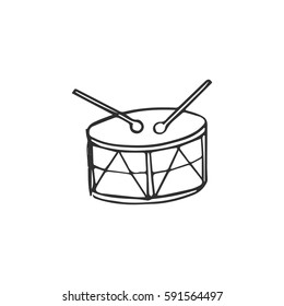 With Drumsticks Drum Vector Doodle Sketch