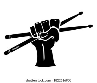 Drumsticks in hand vector for rock star or rock band concept