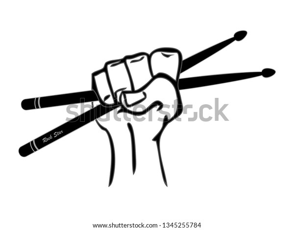 Drumsticks Hand Vector Rock Star Rock Stock Vector Royalty Free 1345255784 Shutterstock 1945