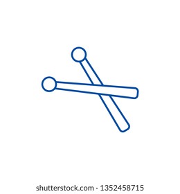 Drumsticks line icon concept. Drumsticks flat  vector symbol, sign, outline illustration.