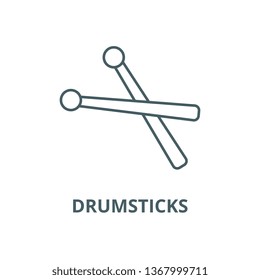 Drumsticks line icon, vector. Drumsticks outline sign, concept symbol, flat illustration