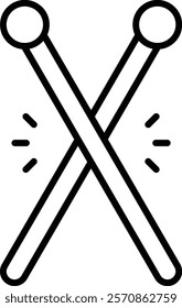 Drumsticks vector icon. Can be used for printing, mobile and web applications.