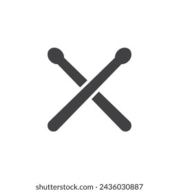 Drumsticks vector icon. filled flat sign for mobile concept and web design. Crossed Drumsticks glyph icon. Symbol, logo illustration. Vector graphics