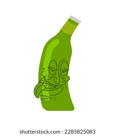 Drunk beer bottle cartoon isolated. Alcoholic illustration