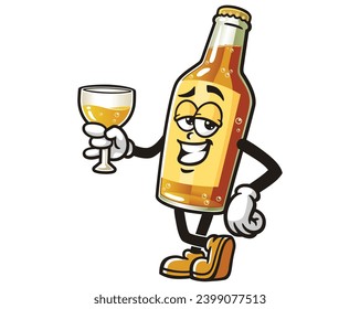 Drunk Beer Bottle cartoon mascot illustration character vector clip art