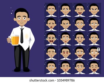 Drunk Beer Business Young Man Cartoon Emotion faces Vector Illustration