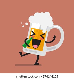 Drunk beer glass character. Vector illustration