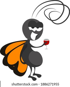 Drunk butterfly ,illustration,vector on white background