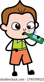 Drunk Cartoon Schoolboy Vector Character Design Illustration