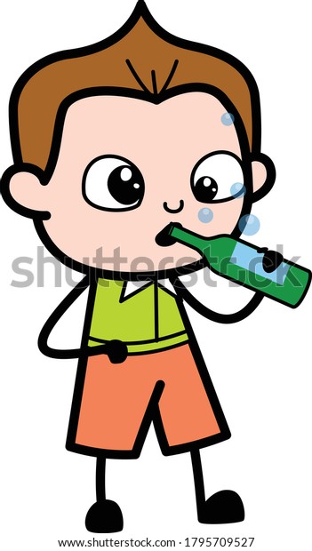 Drunk Cartoon Schoolboy Vector Character Design Illustration