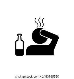 Drunk Disease Alcohol Addicted Sickness Vector Icon