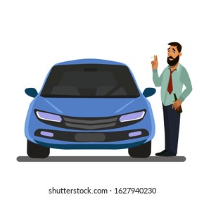 Drunk driver. Driving under the influence of alcohol is prohibited. Vector illustration.