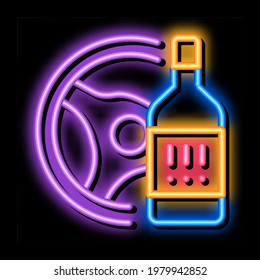 drunk driving neon light sign vector. Glowing bright icon drunk driving sign. transparent symbol illustration