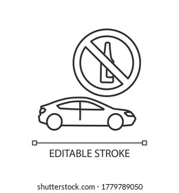 Drunk Driving Pixel Perfect Linear Icon. Traffic Safety Law, Responsible Drinking Thin Line Customizable Illustration. Contour Symbol. Vector Isolated Outline Drawing. Editable Stroke