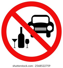 Drunk driving prohibition traffic sign icon. vector illustration flat design