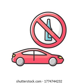 Drunk driving RGB color icon. Traffic safety law, responsible drinking. Advice for careful drivers. Auto and alcohol prohibition sign isolated vector illustration