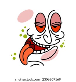 Drunk face isolated. Alcoholic emoji cartoon Vector illustration
