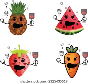 The drunk fruits vector design