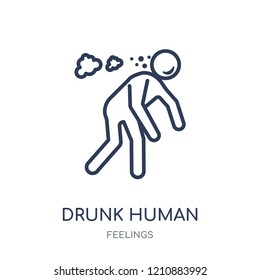 drunk human icon. drunk human linear symbol design from Feelings collection. Simple outline element vector illustration on white background.