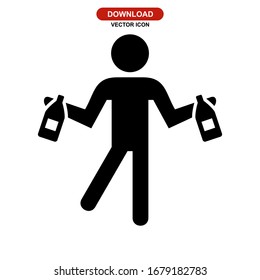 drunk human icon or logo isolated sign symbol vector illustration - high quality black style vector icons
