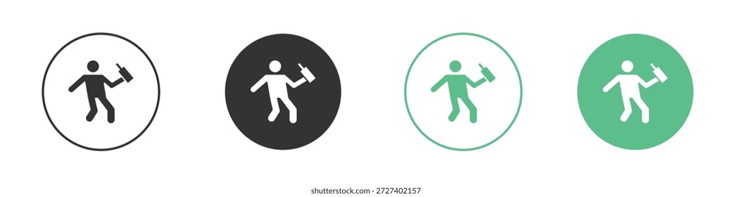 Drunk human icons concept set. Glyph Vector Illustrations